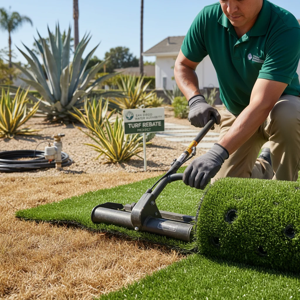 Per-square-foot turf rebate amounts by San Diego water agency in 2026